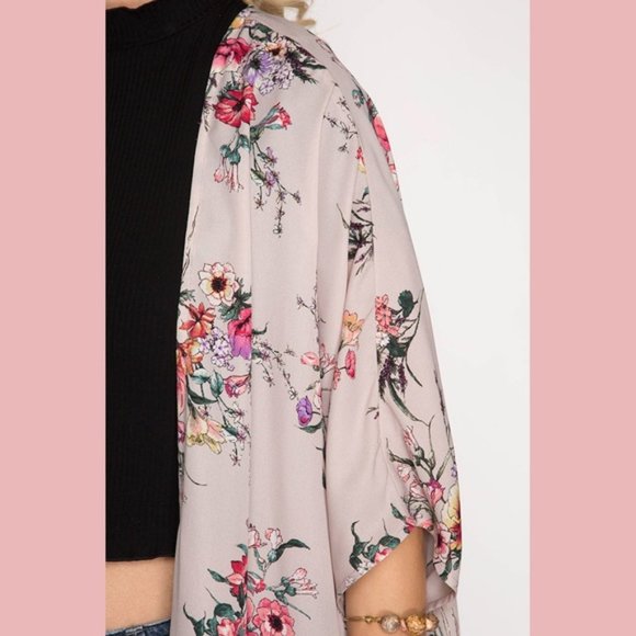 Pink Floral Kimono Cardigan - Picture 6 of 8